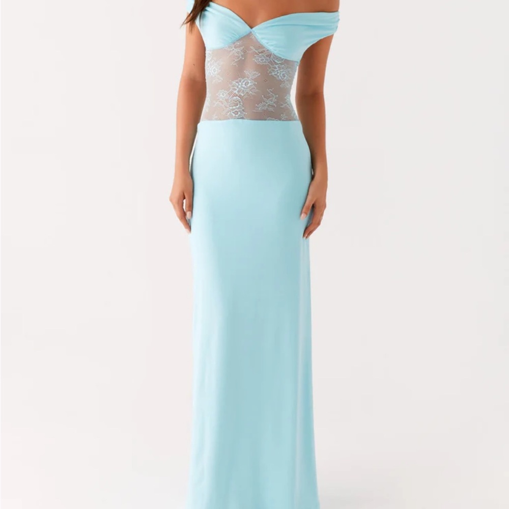 Elegant Off-Shoulder Light Blue Dress